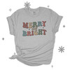 Christmas merry and bright retro groovy unisex adult Tshirt