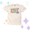 Birthday girl rainbow retro groovy font personalized Tshirt