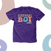 Birthday boy rainbow retro groovy font personalized DARK Tshirt