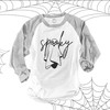 Halloween spooky ghost cursive text unisex adult raglan shirt