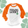 St. Patrick's Day feeling lucky clover unisex adult raglan shirt