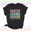 Easter teacher happy easter groovy text personalized DARK Tshirt