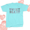 Valentine sweetheart distressed athletic text Tshirt