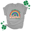 St. Patrick's Day one lucky teacher rainbow personalized white ink DARK Tshirt