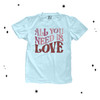 Valentine girl all you need is love retro groovy wavy text bodysuit or Tshirt