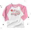 Valentine hey sugar candy heart sucker raglan shirt or bodysuit