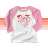 Valentine love striped heart personalized raglan shirt