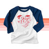 Valentine love striped heart personalized raglan shirt