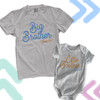 Brother or sister colorful watercolor cursive matching sibling shirt set