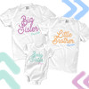 Brother or sister colorful watercolor cursive three sibling Tshirt set