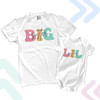 Brother or sister groovy font big lil matching sibling shirt set