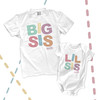 Brother or sister big lil bro or sis stitch font matching sibling shirt set