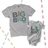 Brother or sister big lil bro or sis stitch font matching sibling shirt set