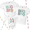 Brother or sister big lil bro or sis stitch font three sibling Tshirt set