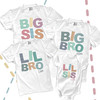 Brother or sister big lil bro or sis stitch font four sibling Tshirt set