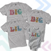 Brother or sister groovy font big lil four sibling Tshirt set