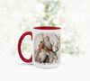 Vintage santa with reindeer hot chocolate tea coffee mug