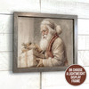 Vintage santa with Christmas package canvas wall art print sign with wood frame option 11" x14"