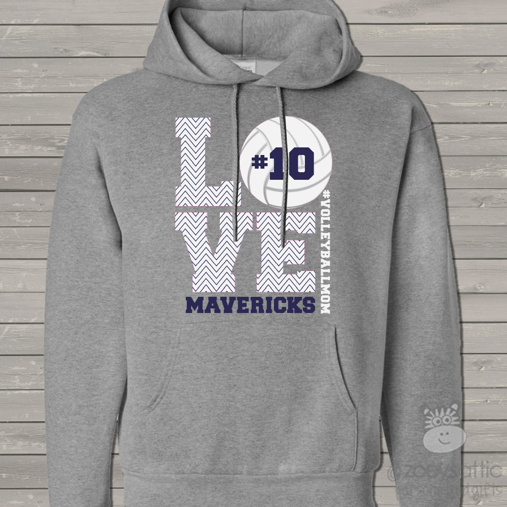 volleyball hooded sweatshirt, custom love volleyball mom hoodie