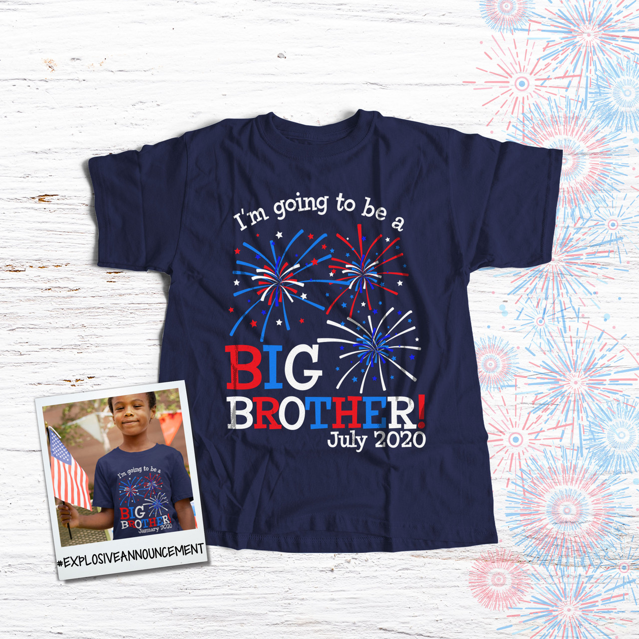 at føre Array ubehagelig personalized kids tshirts, 4th of July big brother sister to be dark  pregnancy announcement t-shirt