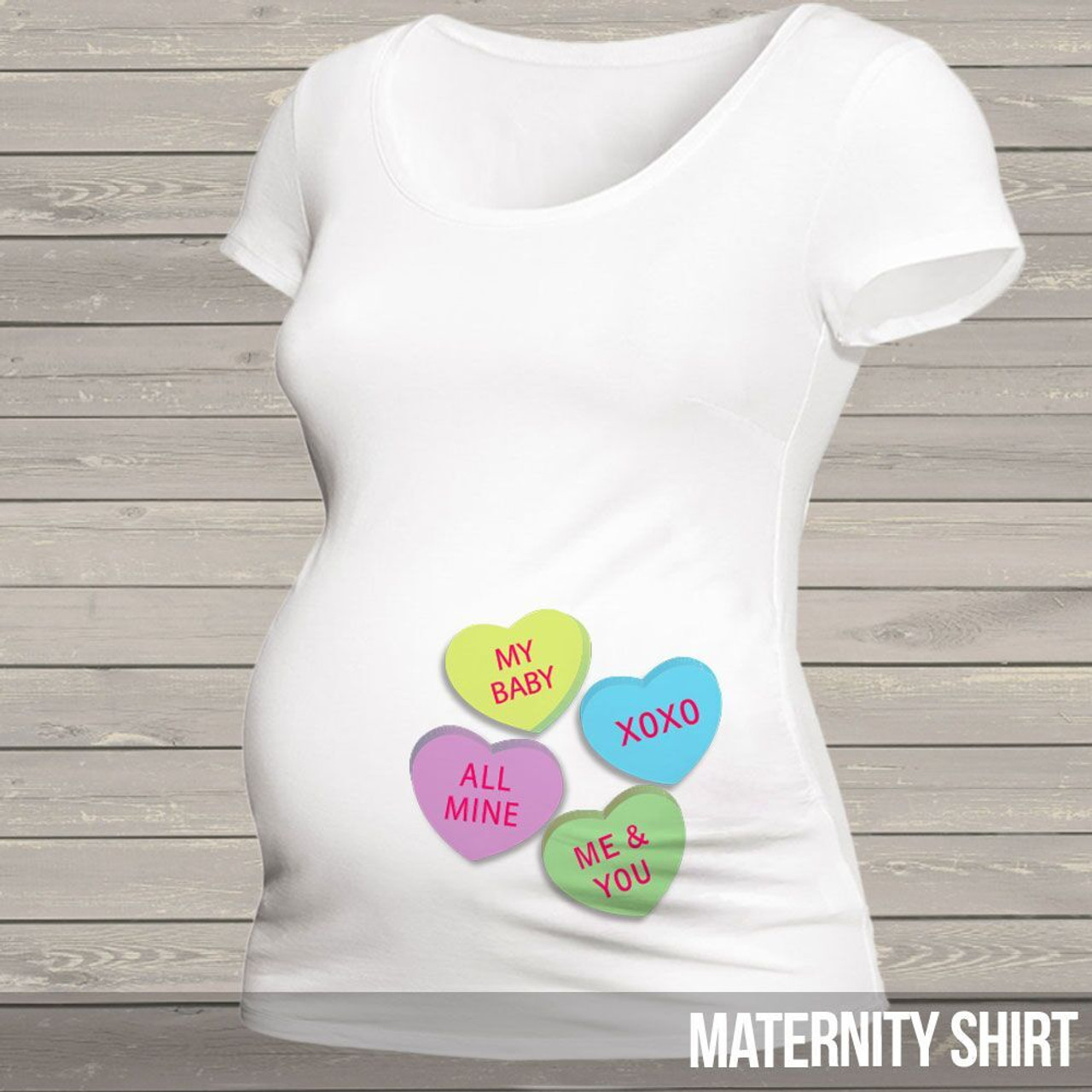 Zoey's Attic Valentine's Day Maternity Shirt - Fun Conversation Hearts Custom Womens non-maternity or Maternity Tshirt