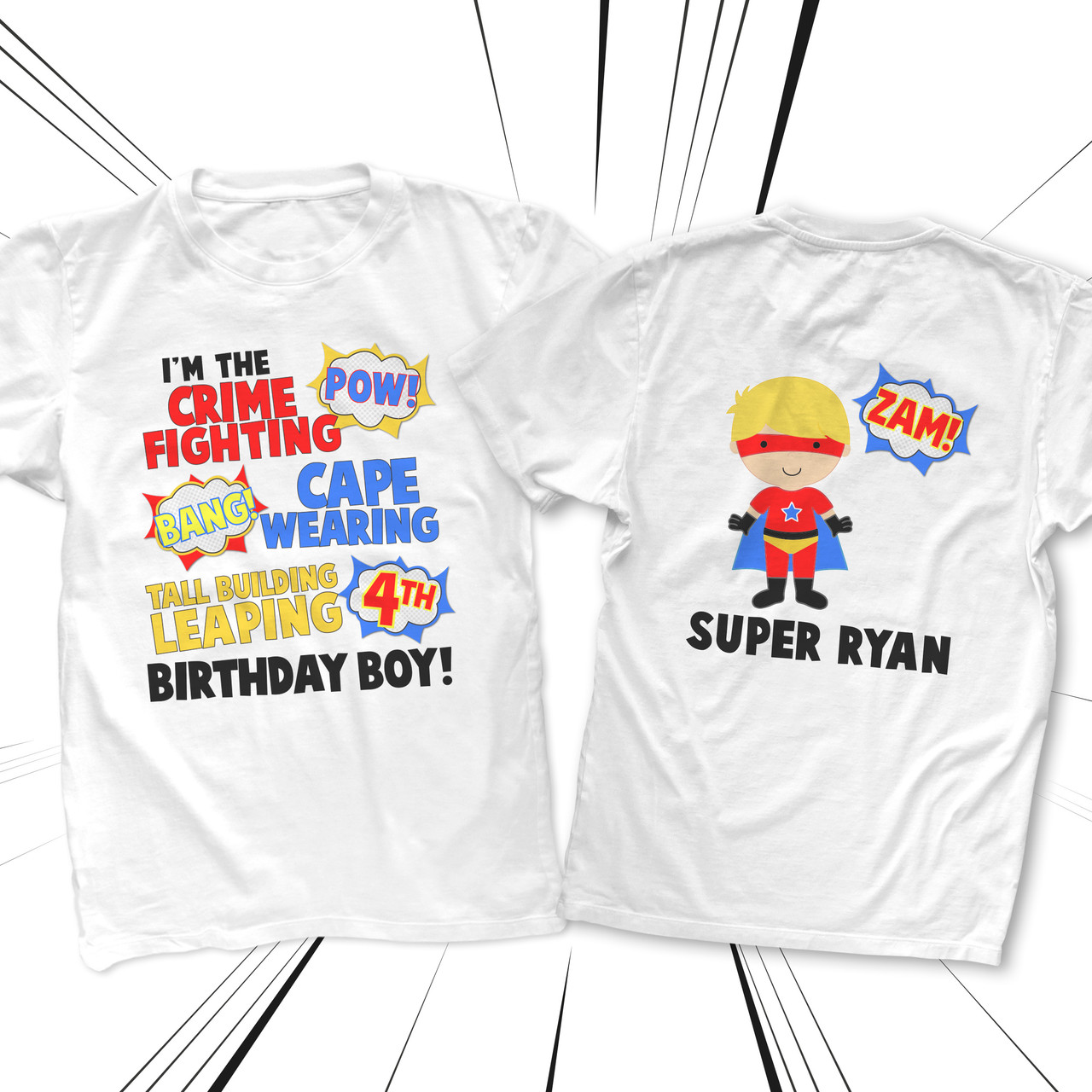 Birthday shirt comic book superhero boy personalized birthday Tshirt