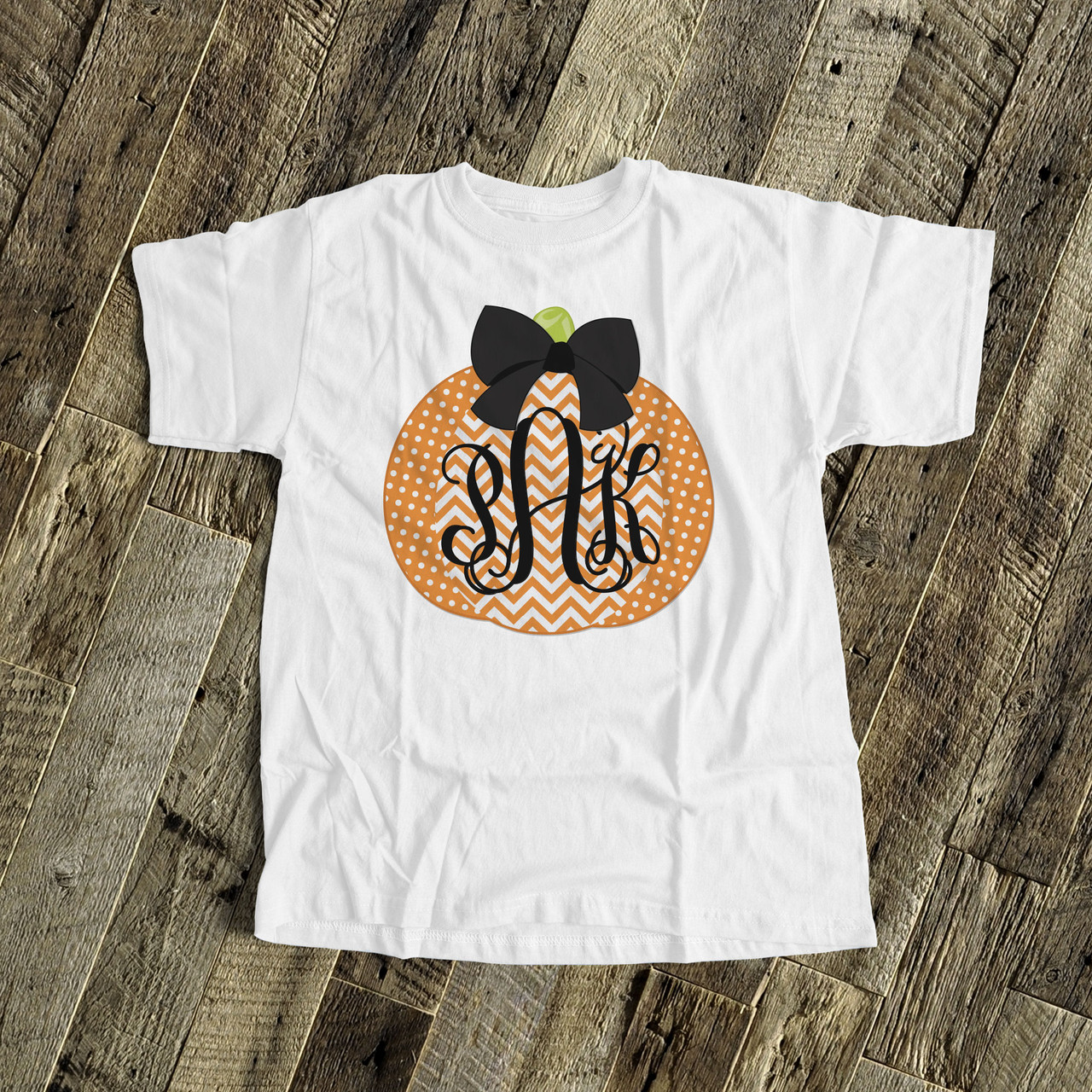 Fall shirt monogram chevron pumpkin personalized Tshirt