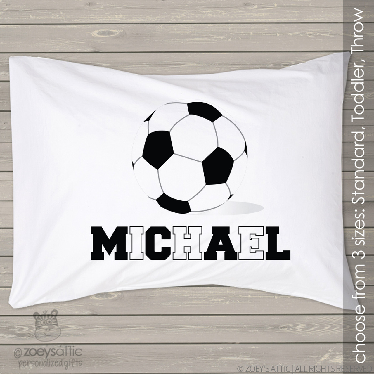Personalized Kids Pillowcase Sports Theme Soccer Custom Pillow