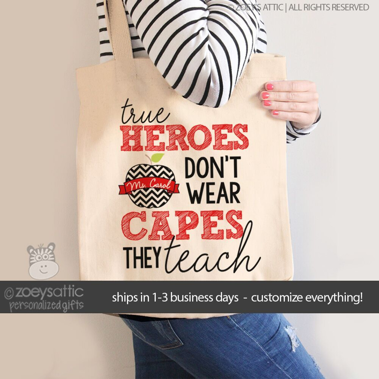 Hero Teacher Tote Gift Bag Teacher Gift