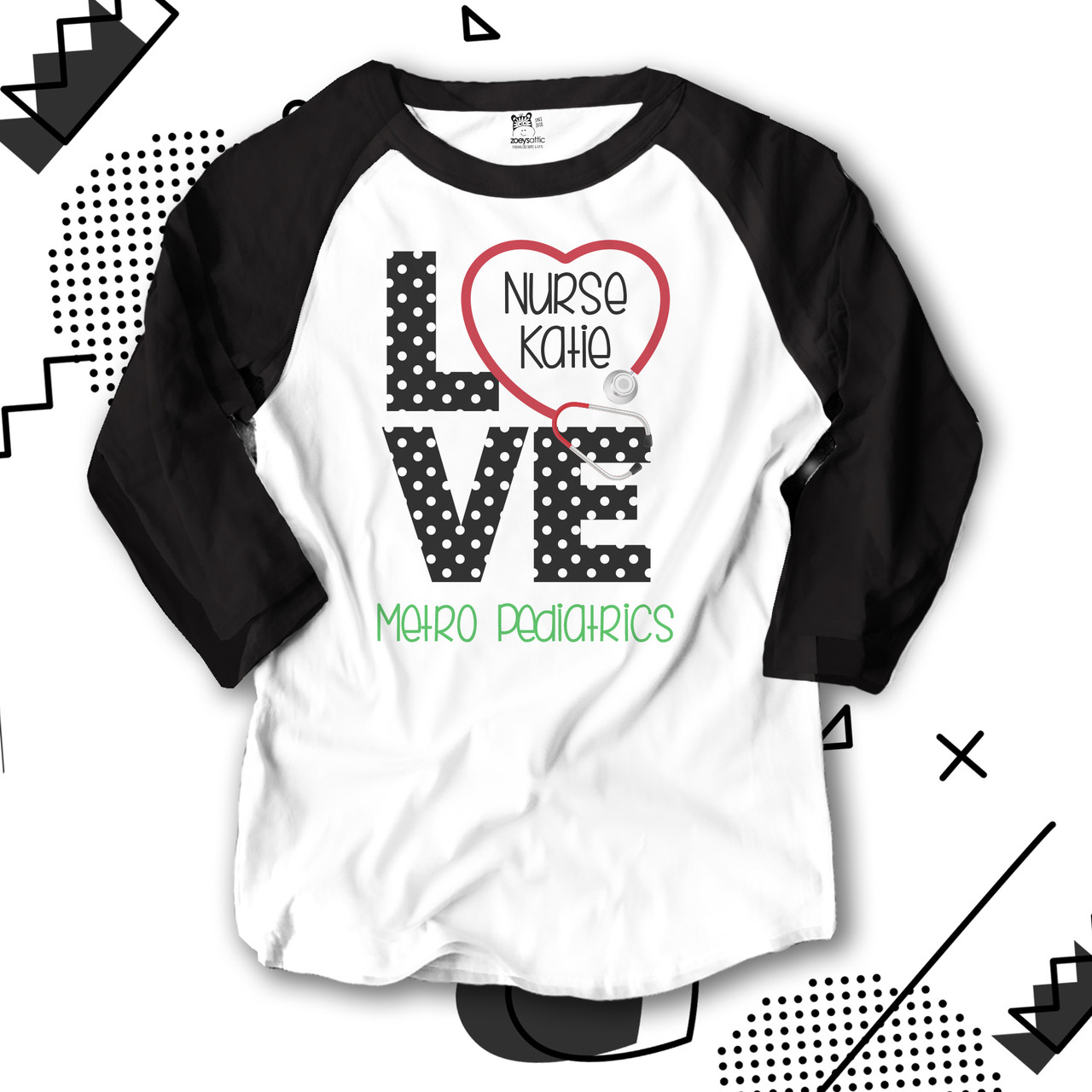 nurse shirt, love nursing personalized colorblock shirt