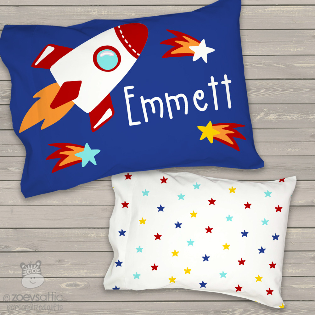Toddler Travel Pillow Personalized Outerspace Rocketship Daycare