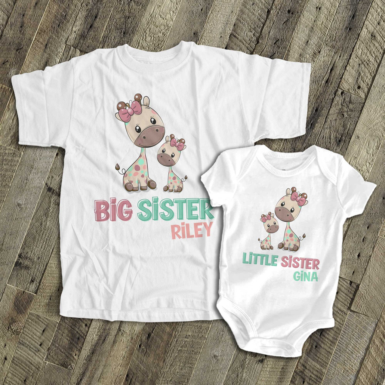 Gæsterne Mangle Udløbet custom brother sister shirts, funky giraffe matching sister sibling set