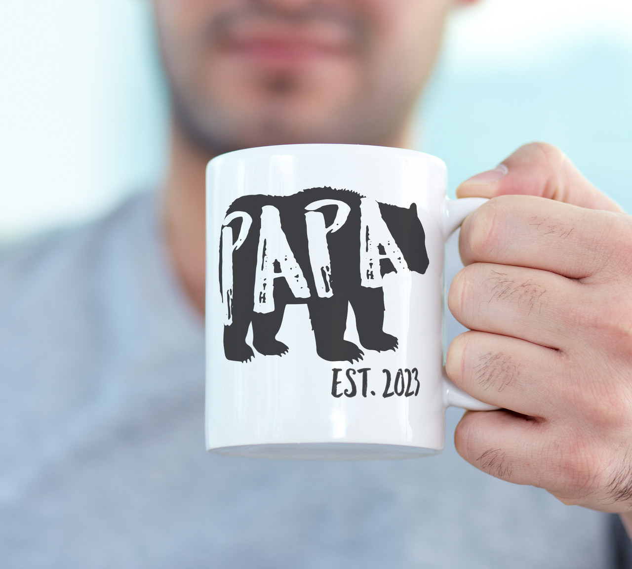 Papa established bear coffee mug