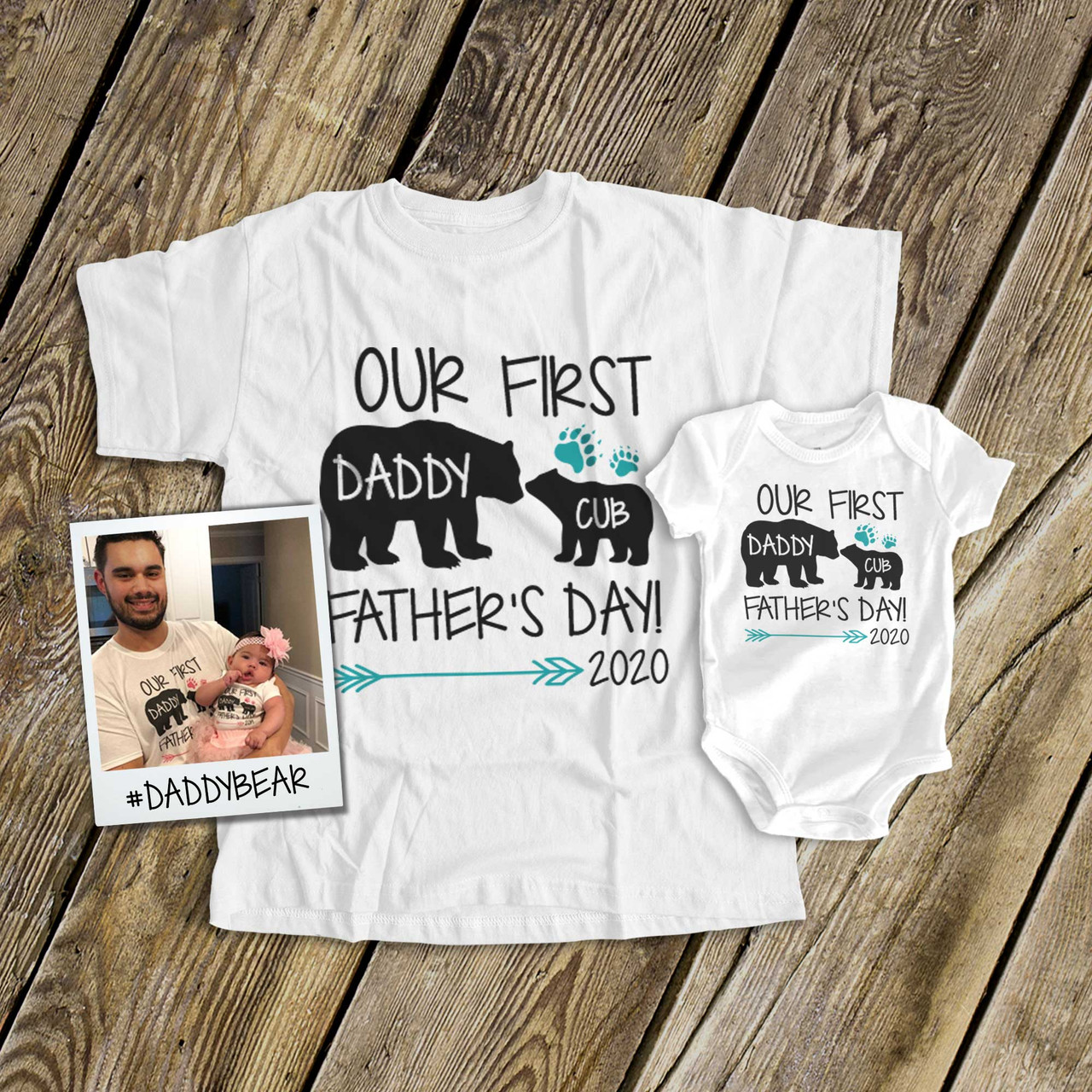 Fathers Day Shirt Set Daddy And Boy Baby Bear 1st Fathers Day