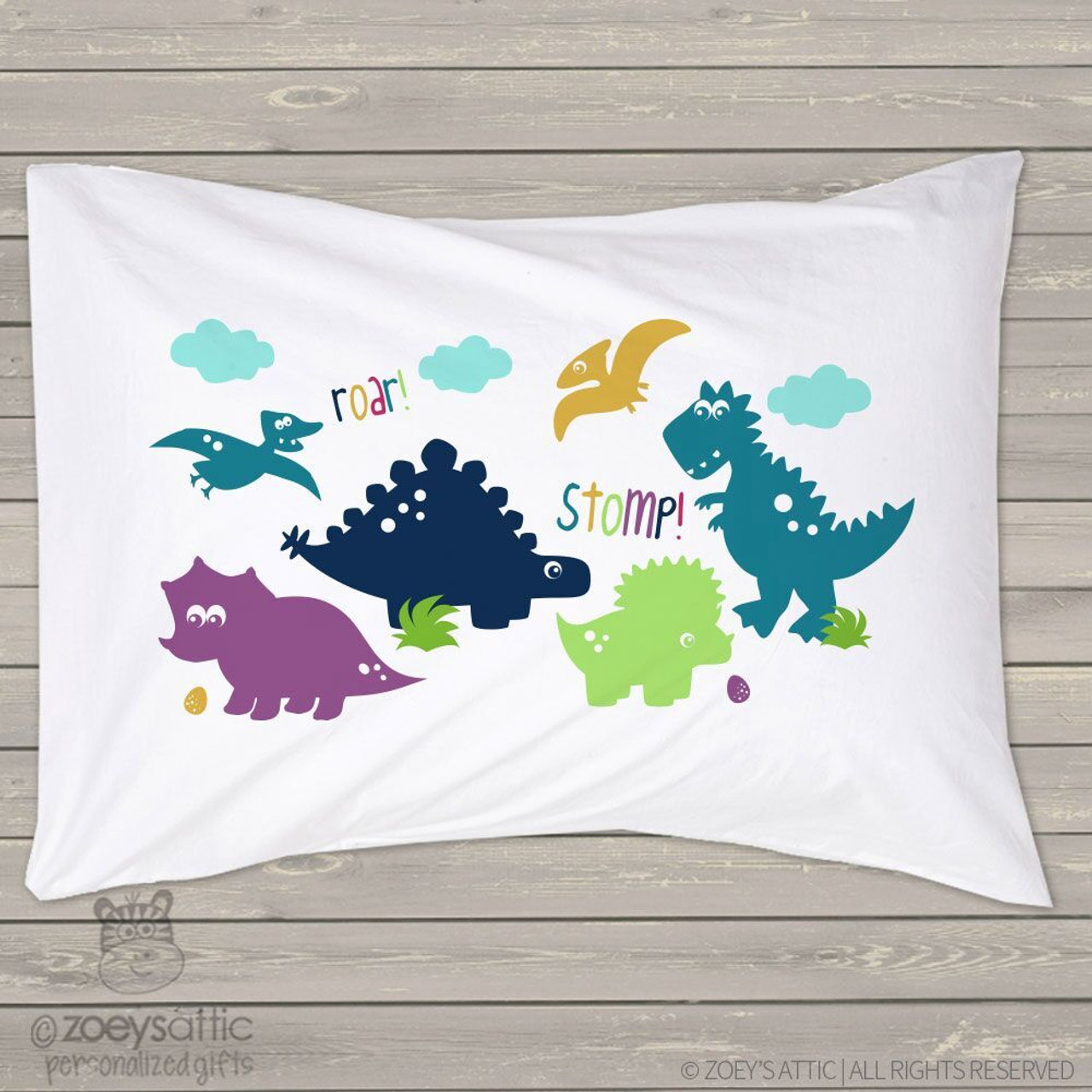 Personalized dinosaur shop pillowcase