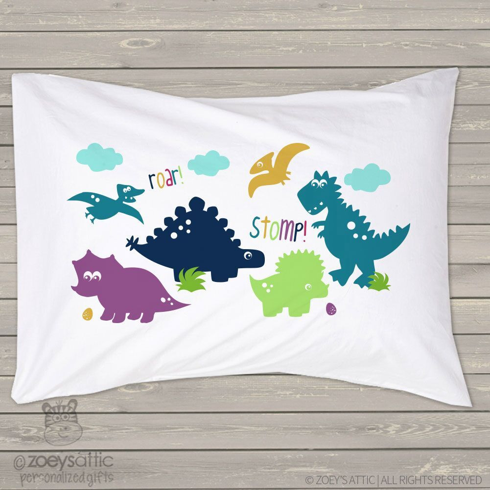 dinosaur pillowcase, stomp roar dino personalized pillow
