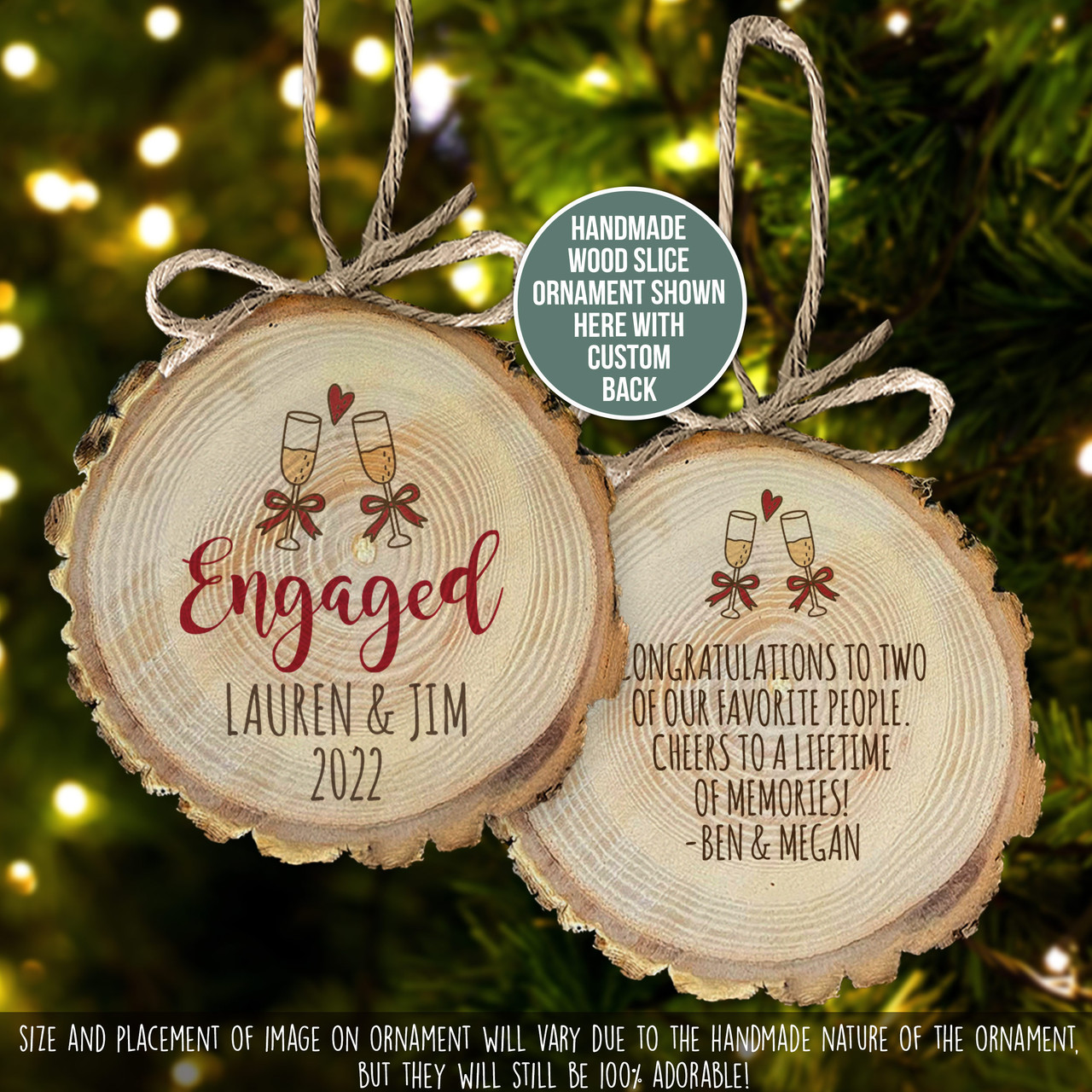 Personalized christmas ornaments engaged shop couple