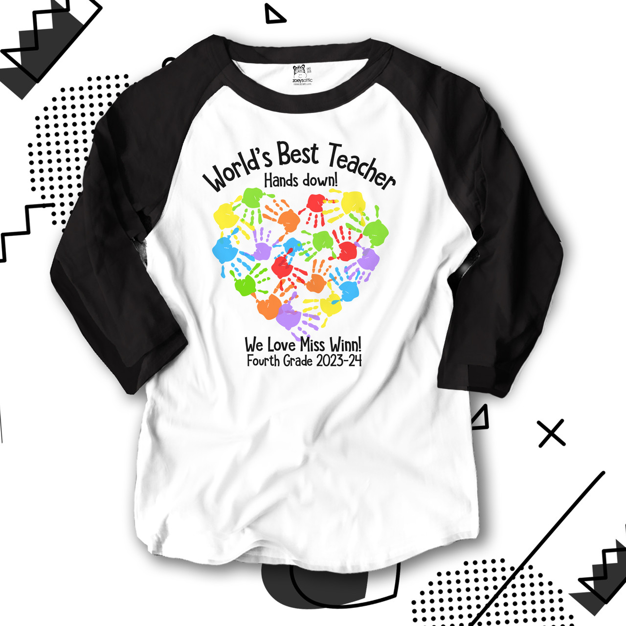 teacher shirt, hands down best teacher personalized raglan shirt