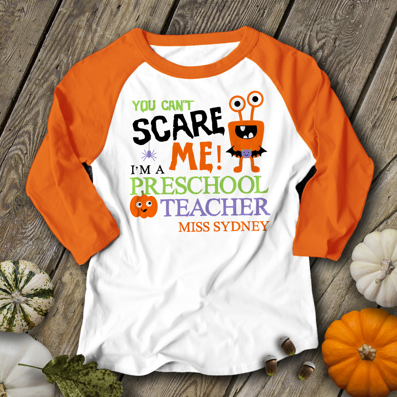 teacher Halloween cant scare me adult raglan shirt