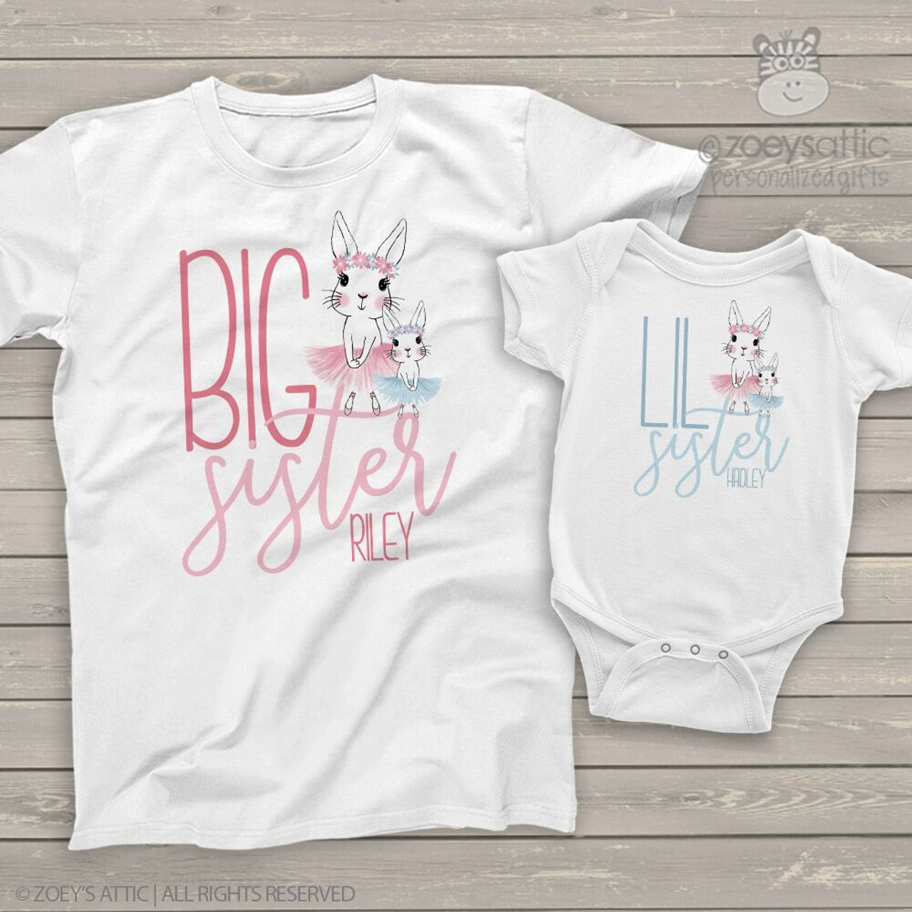 Sibling Sister Shirts Bunny Tutu Sisters Matching Shirt Set