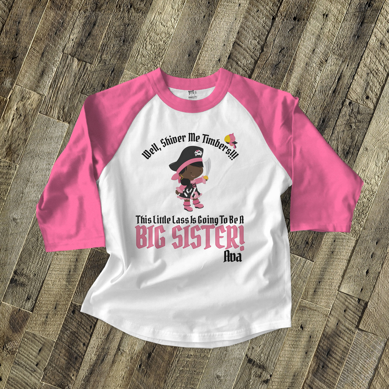 big sister shirt, shiver me timbers pirate big sister to be raglan