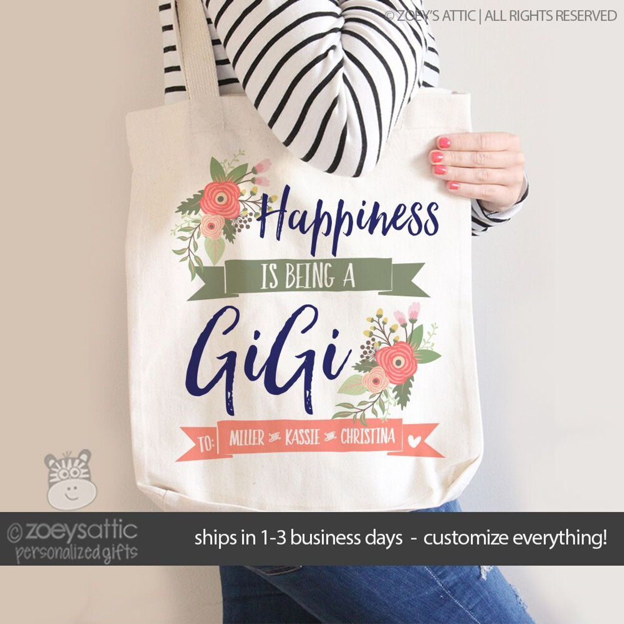 Gigi My Favorite People Call Me Gigi Canvas Tote Bag Grandma Gift Idea Book  Bag Travel Tote Handbag -COCOVICI - Walmart.com