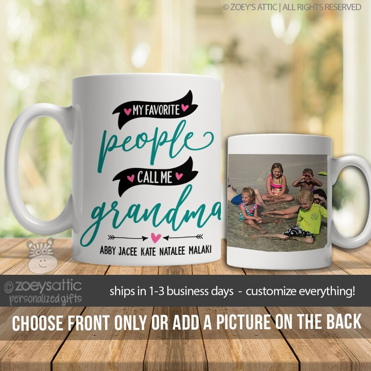 mothers day mug, grandma favorite people optional photo coffee mug