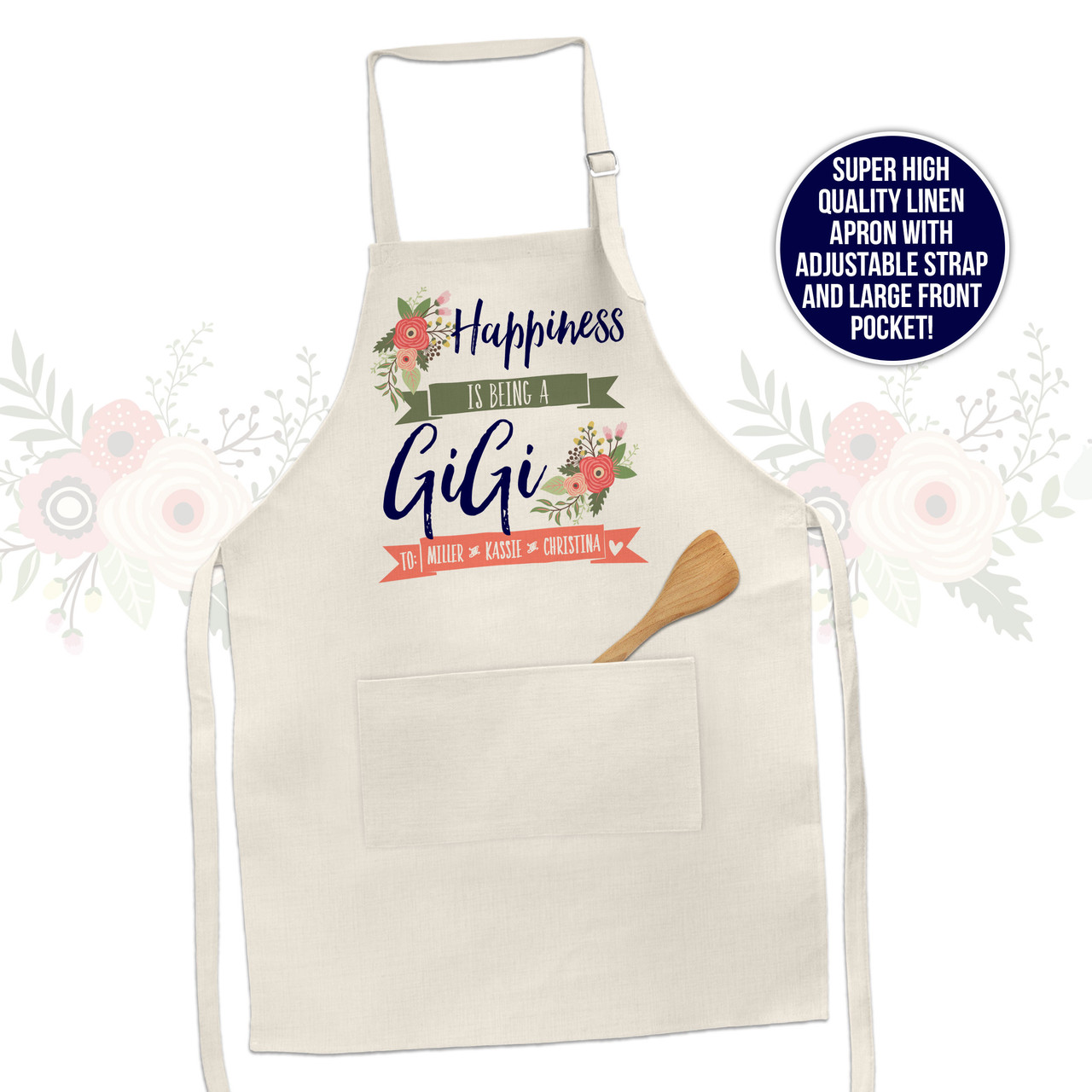 My Favorite People Watercolor Floral Personalized Apron