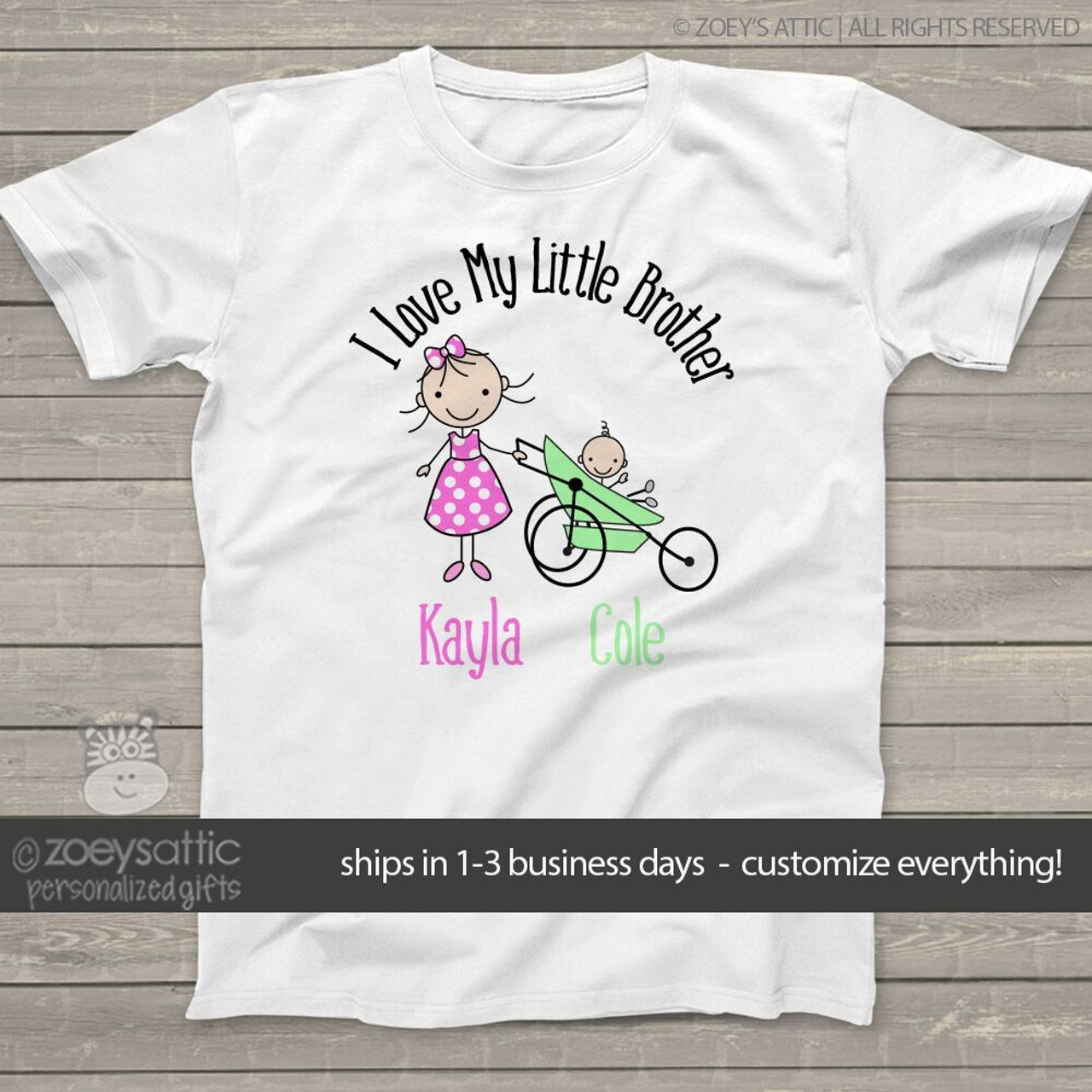 Big Sister Shirts Stick Figure Love Little Brother Custom T Shirt