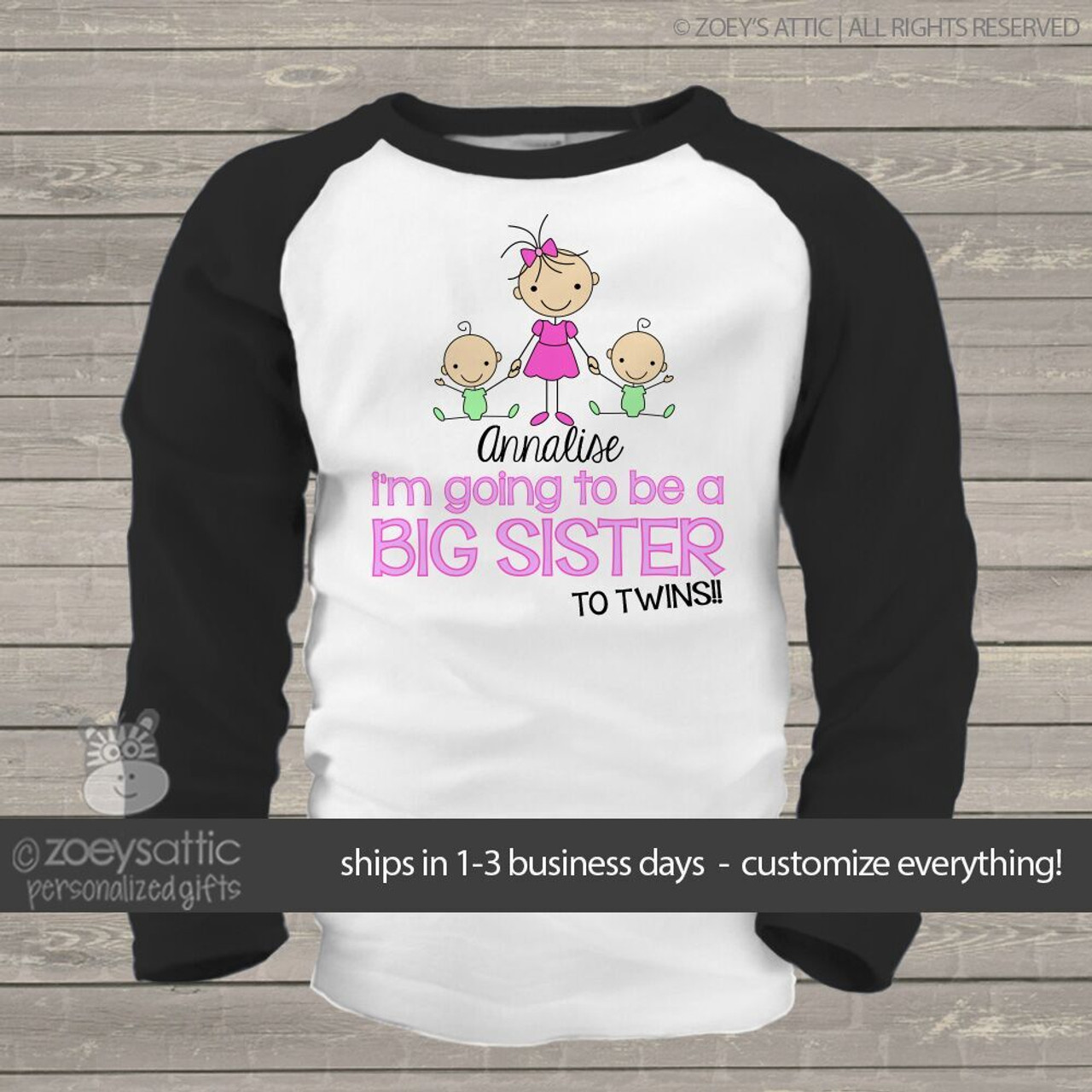 Big Sister To Be Shirt Big Sister To Twins Pregnancy Announcement