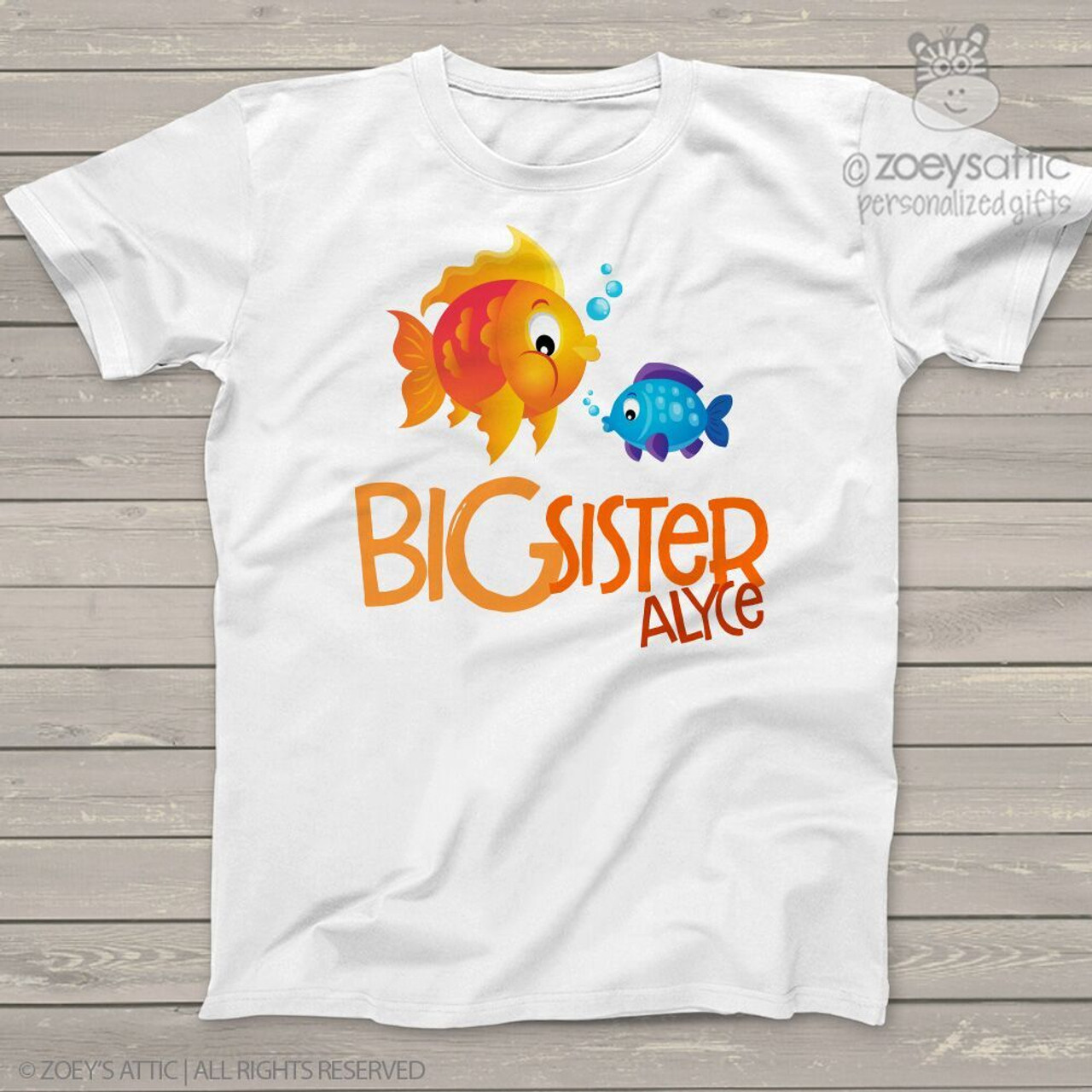 personalized kids shirt, fishy big brother sister pregnancy