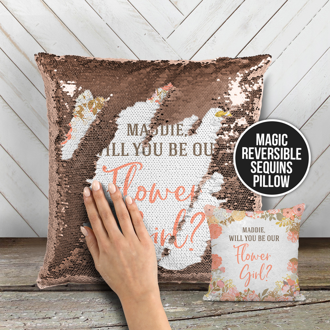 Flower Girl Pillow Gift Sequin Ask Flower Girl Will You Be My
