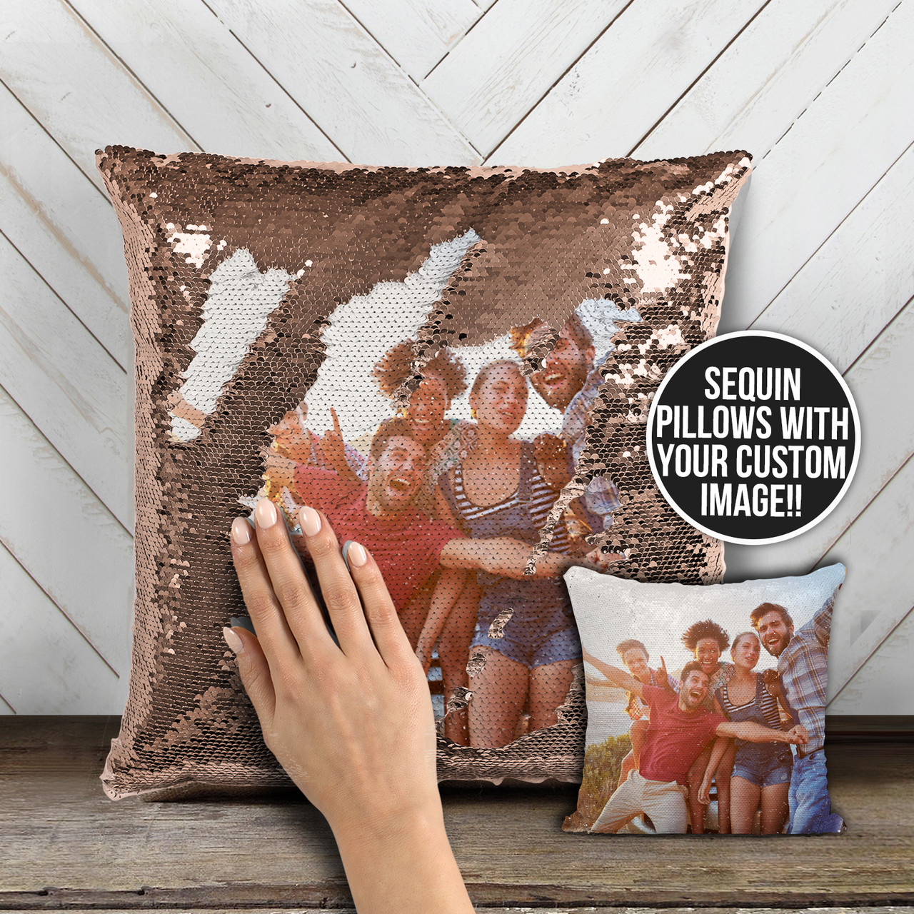 Custom Photo Sequin Pillow, Personalized Picture Pillow, Funny