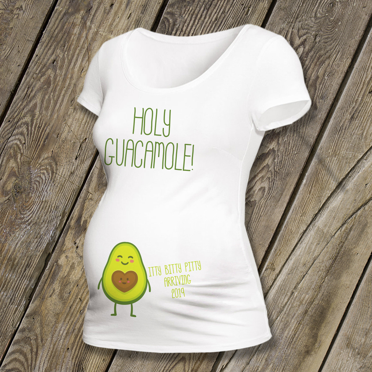 funny maternity shirt, itty bitty pitty arriving hole guacamole t-shirt